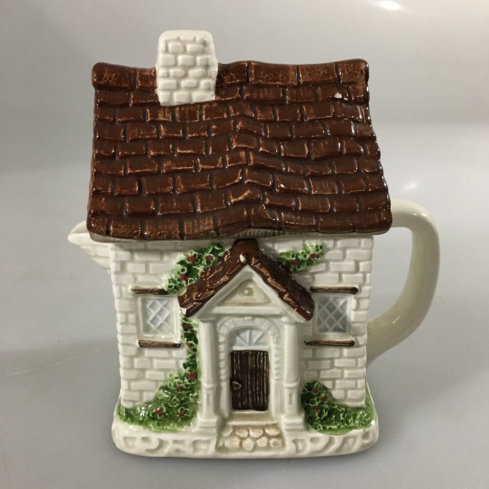 Otagiri English Thatched Roof Ivy Country Cottage Lidded Creamer Vintage FLAWS